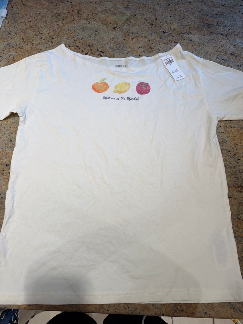 Hollister White Short Sleeve Tee with Fruit Print